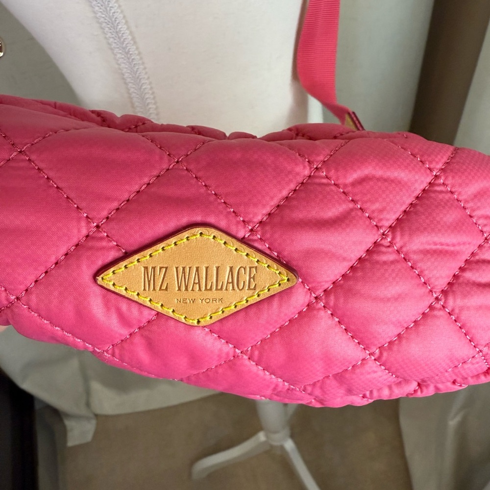 MZ Wallace Zinnia Pink Quilted Metro Scout Deluxe Crossbody Bag Gold Hardware - Picture 7 of 13